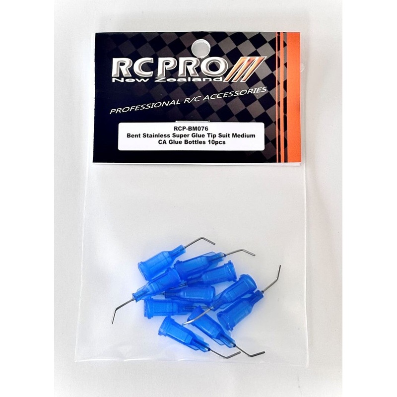 RC Pro RCP-BM076 Bent Stainless Super Glue Tip Suit Medium CA Glue Bottles Blue 10pcs