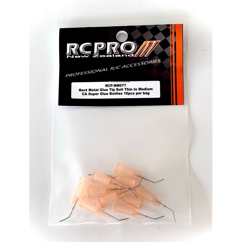 RC Pro RCP-BM077 Bent Stainless Glue Tip Suit Thin to Medium CA Super Glue Bottles Peach 10pcs per bag
