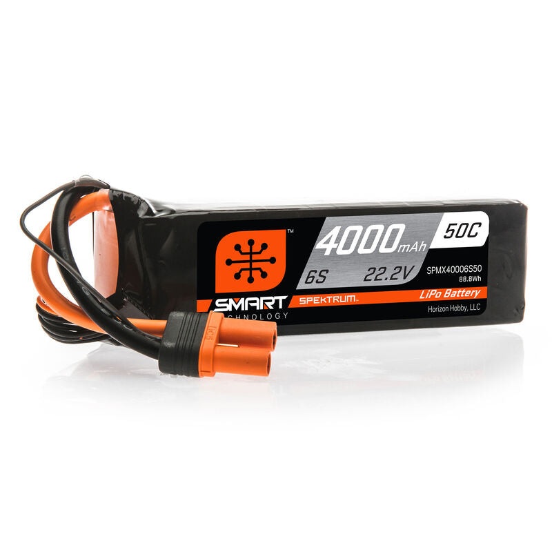 Spektrum SPMX40006S50 4000mAh 6S 22.2V 50C Smart LiPo Battery; IC5