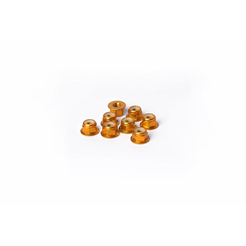 Koswork KOSN1004GD M4 Aluminum Flanged Nylon Lock Nuts Gold (w/container) (8)