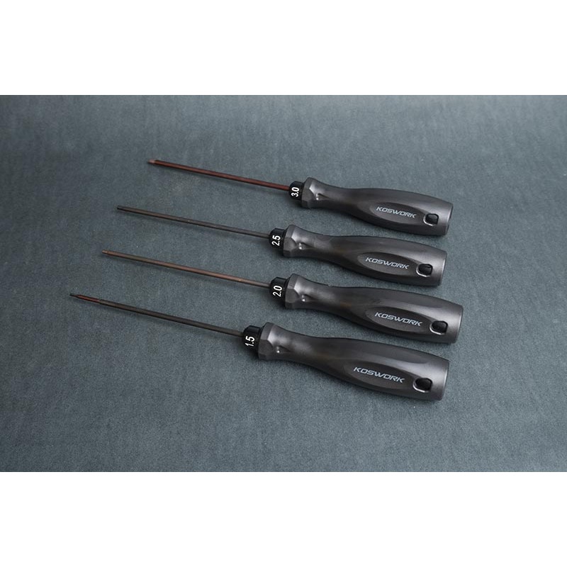 Koswork KOS13204-HSET4 Hex Wrench Set 1.5mm, 2.0mm, 2.5mm & 3.0mm (w/120mm Tip)