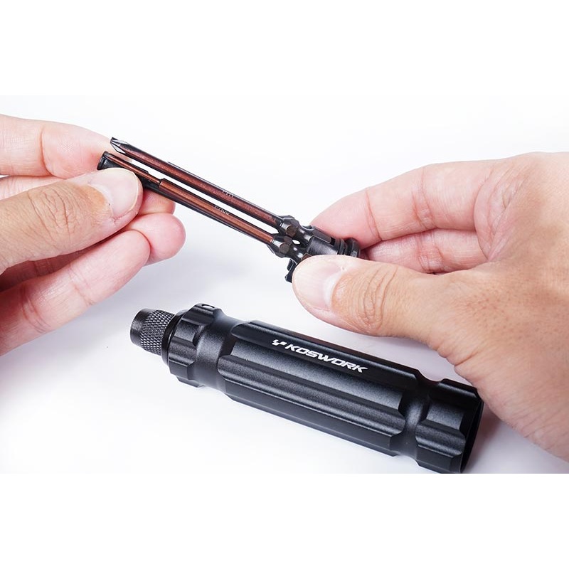 Koswork KOS13211 Mini-Z Quick Release 1/4 Drive Hex Driver Set  (H1.5, N4.5, P00 & P1)
