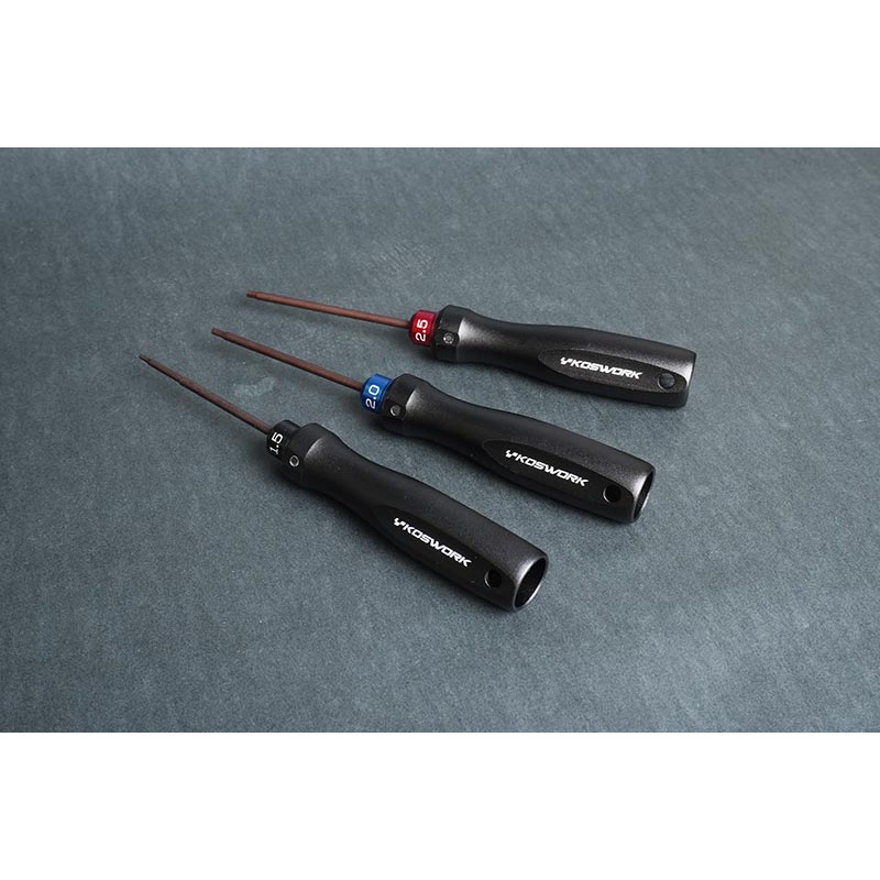 Koswork KOS13252-HSET3 Hex Wrench Set 1.5mm, 2.0mm & 2.5mm (w/75mm Tip) (Alum. Tri Handle)