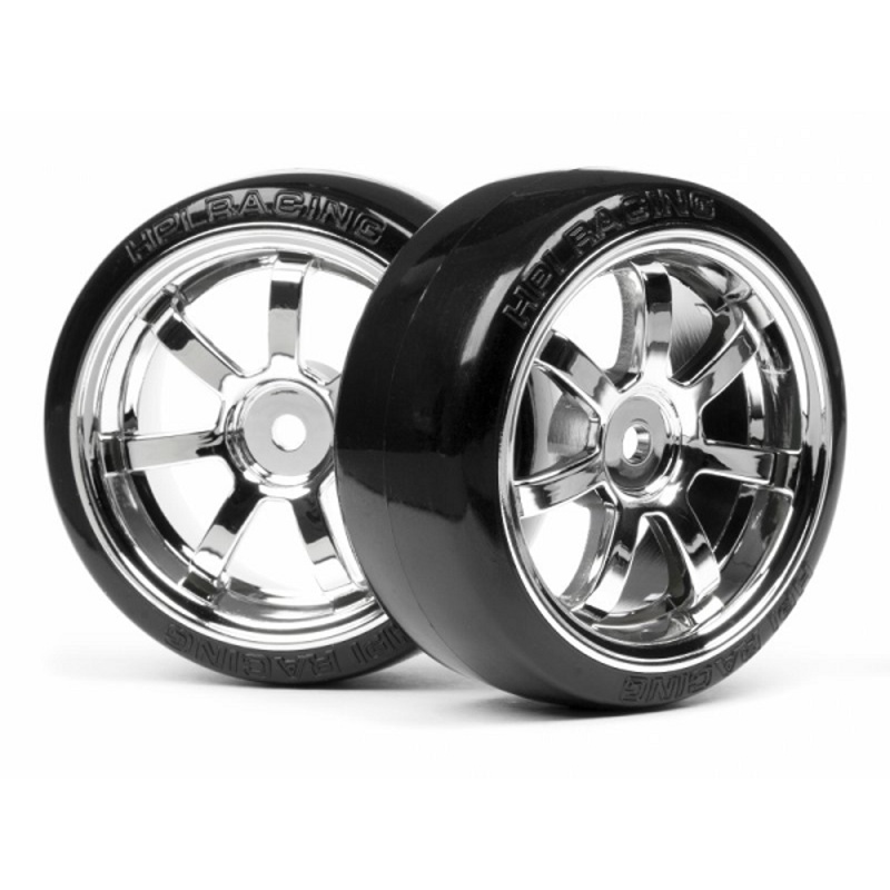 HPI Racing 4739 T-Drift Tyres 26mm w/Rays 57S-Pro Chrome Wheels (1 Pair)