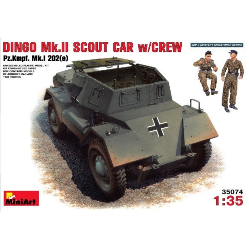 MiniArt 35074 1/35 Dingo Mk II Scout Car w/Crew – Optional German/Captured Decals