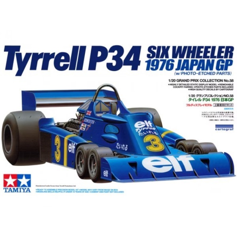 Tamiya 20058 1/20 Tyrrell P34 Six Wheeler w/Photo-etched Parts – 1976 Japan GP