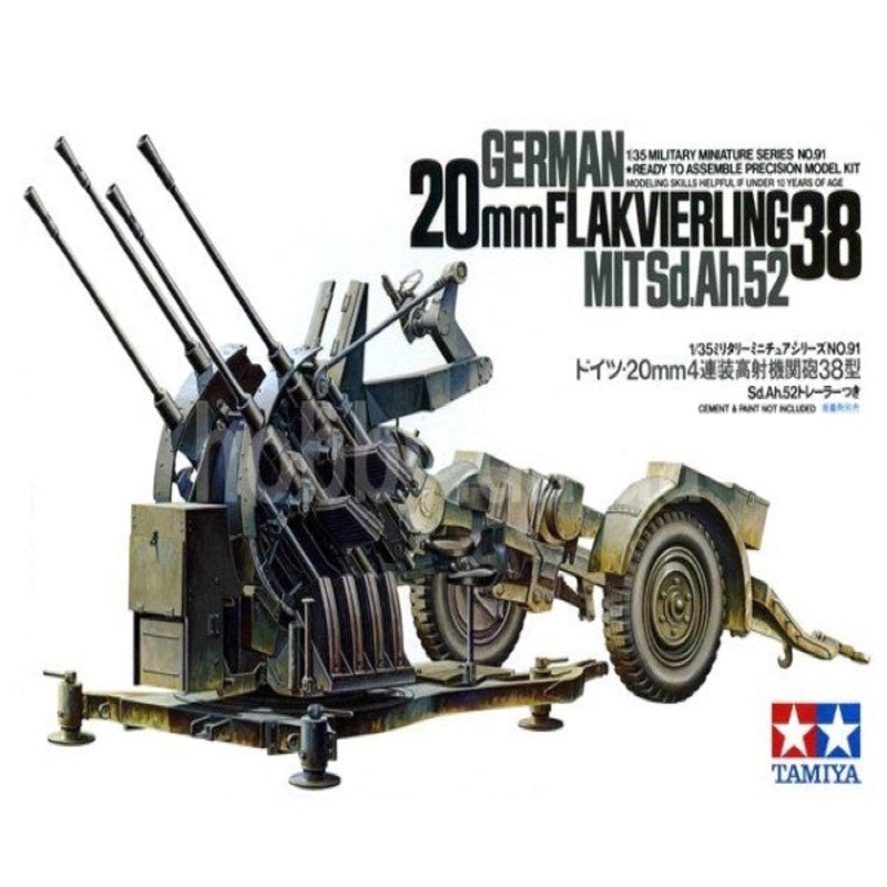 Tamiya 35091 1/35 German 20mm Flakvierling 38 mit Sd.Ah.52