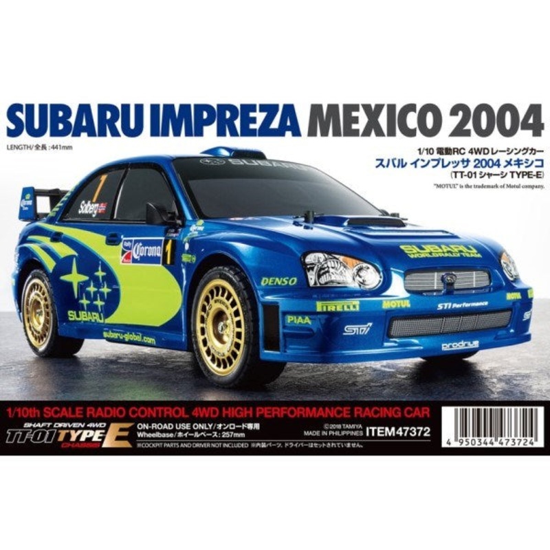 Tamiya 47372 RC Kit: 1/10 4WD Subaru Impreza WRC – Mexico 2004 (TT-01E)
