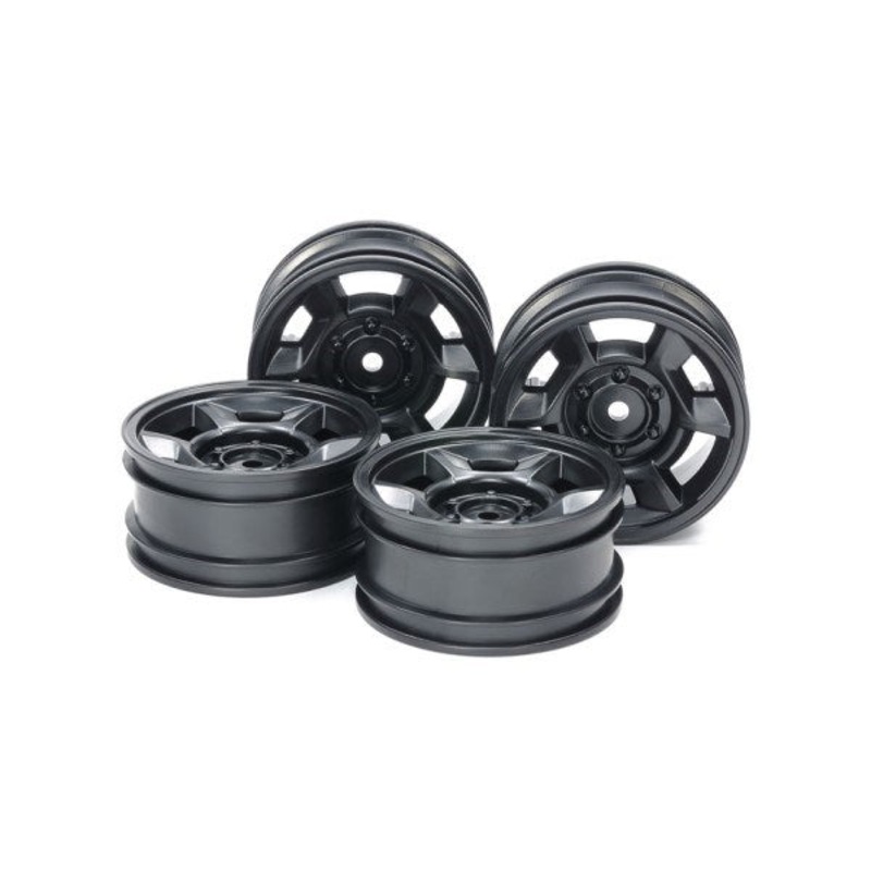Tamiya 51688 6-Spoke Black Wheels 26mm Wide Offset +4 (CC-02) – 4pcs