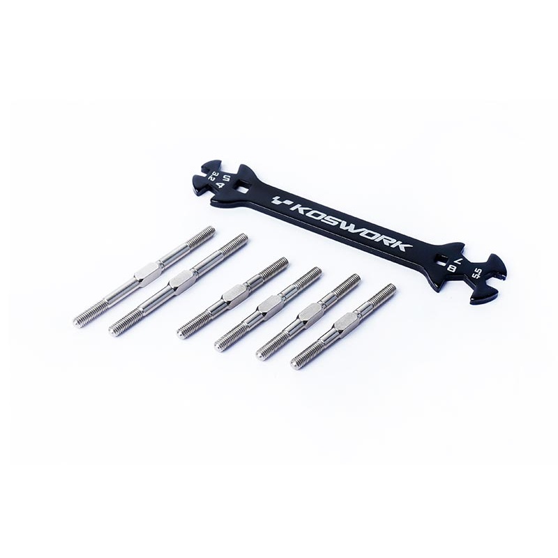 Koswork KOS04361-01 Kyosho Ultima Steel Heavy Duty Turnbuckle Set (6pcs, w/wrench) Ultima Series