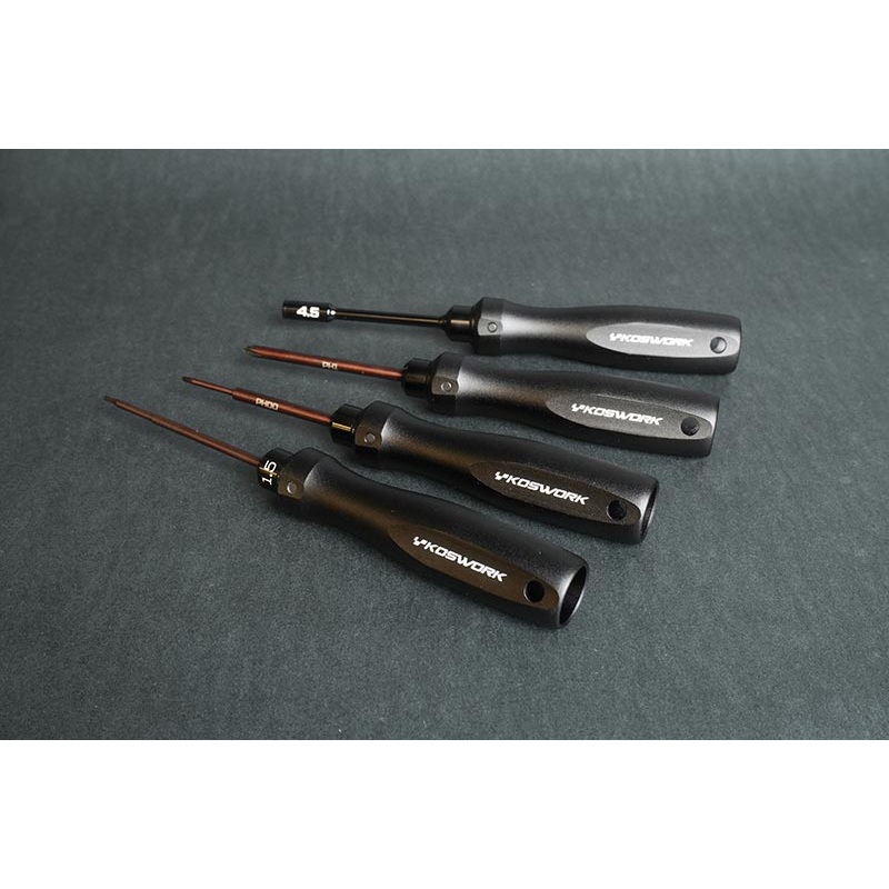 Koswork KOS13252-MINI4 Mini-Z 4pcs Mini Car Tool Set (H1.5, N4.5, P00 & P1) (Alum Tri Handle)