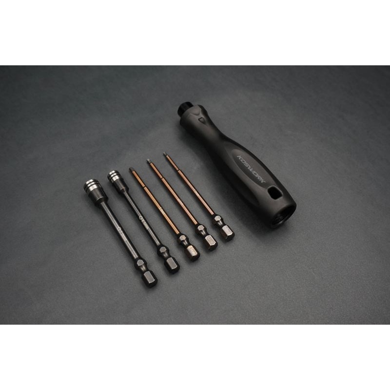 Koswork KOS13204-1/4SET 1/4 Drive Hex Wrench Nut Driver Set (1.5, 2.0, 2.5mm Hex & 5.5, 7mm Nut Driver)