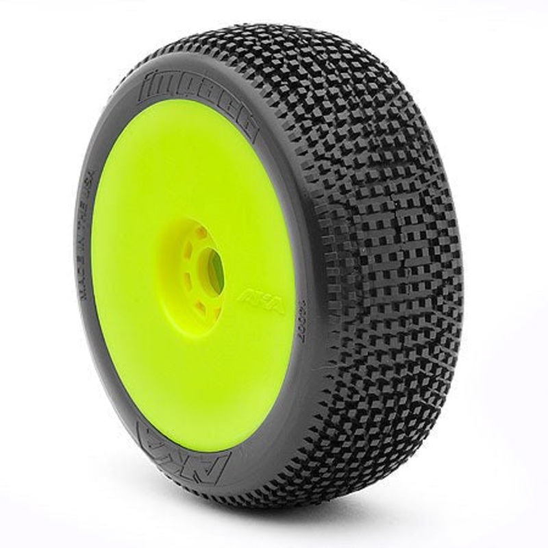 AKA AKA14007VRY 1/8 Buggy Impact Super Soft Evo Wheel Pre-Mounted Yellow