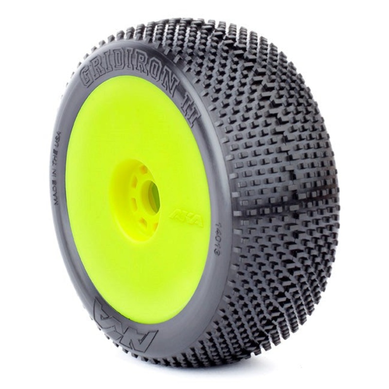 AKA AKA14013VRY 1/8 Buggy Gridiron Ii Super Soft Evo Wheel Pre-Mounted Yellow