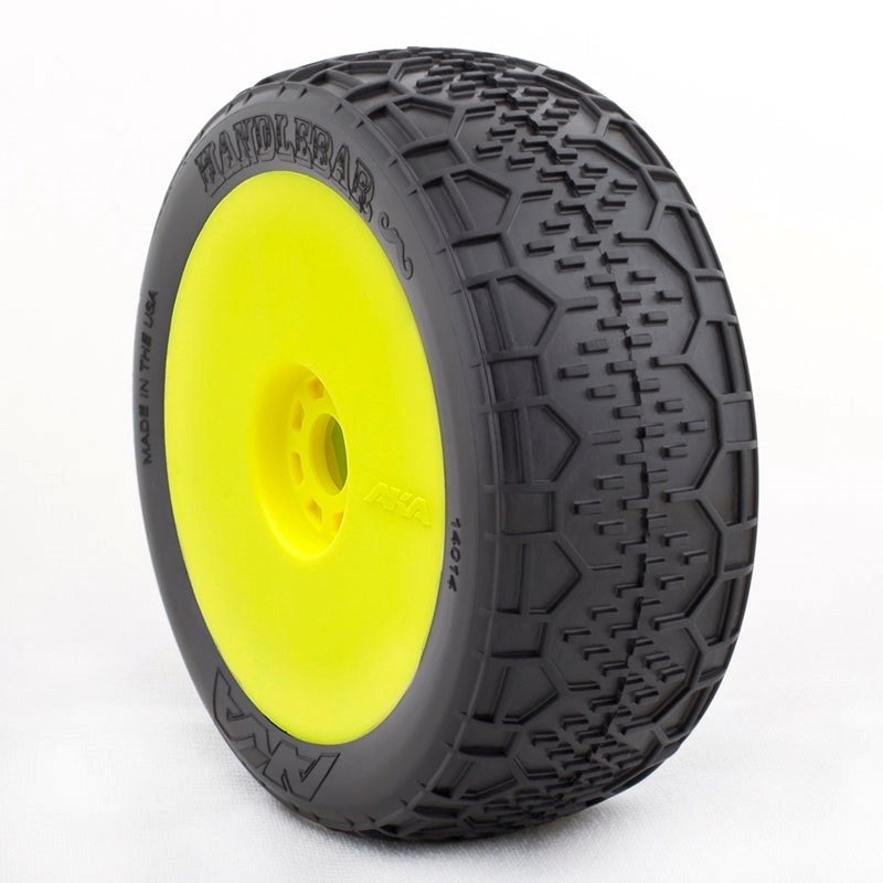 AKA AKA14014VRY 1/8 Buggy Handlebar (Super Soft) Evo Wheel Pre-Mounted Yellow