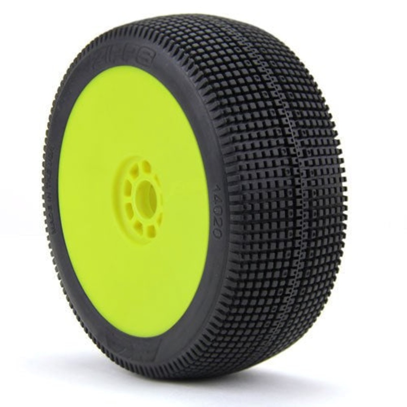 AKA AKA14020SRY 1/8 Buggy Zipps Soft Evo Wheel Pre-Mounted Yellow