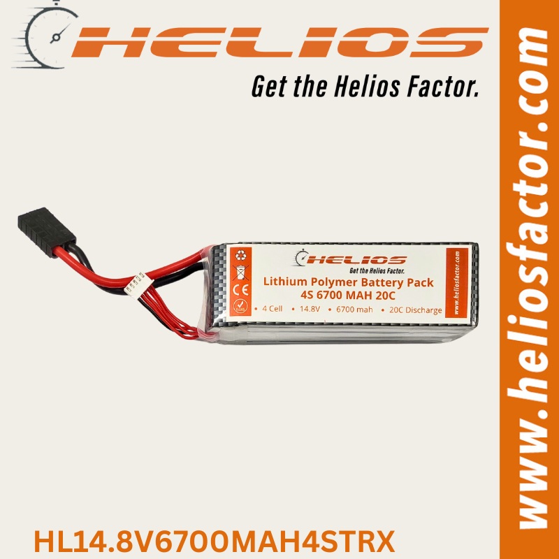 Helios – 14.8V 4S 6700mAh 20C Lipo Battery Traxxas Plug