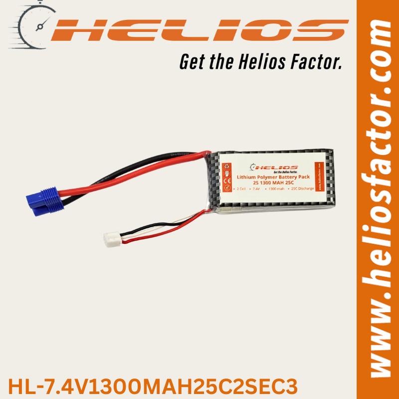 Helios – 7.4V 2S 1300mah 25C Lipo Battery EC3 Plug