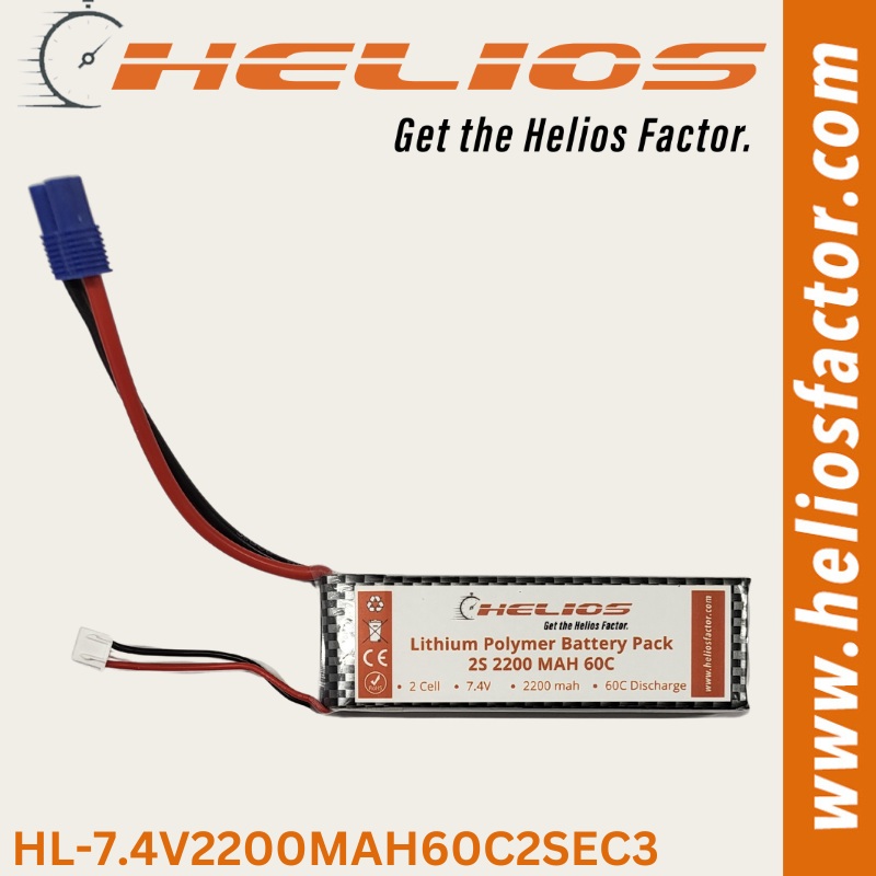 Helios – 7.4V 2S 2200mah 60C Lipo Battery EC3 Plug