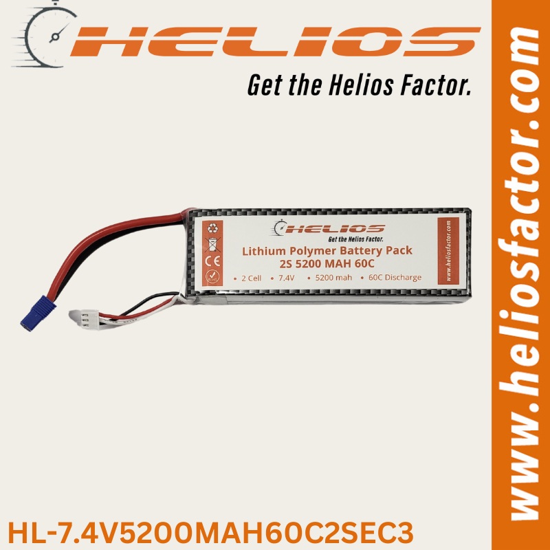 Helios – 7.4V 2S 5200mah 60C Lipo Battery EC3 Plug