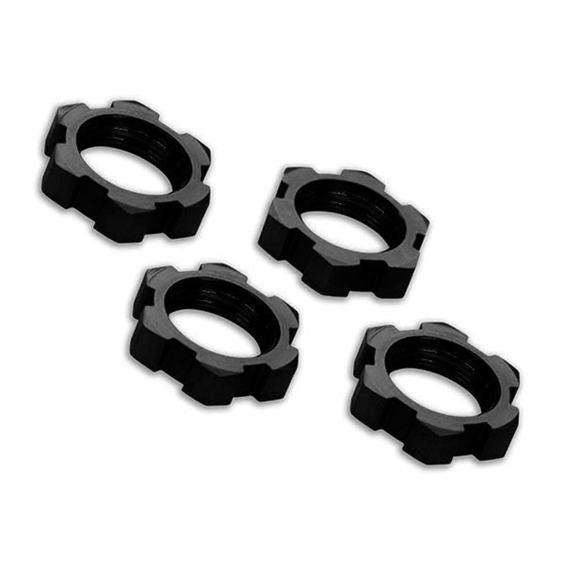 Traxxas 7758A Wheel nuts splined 17mm serrated (black-anodized) (4)