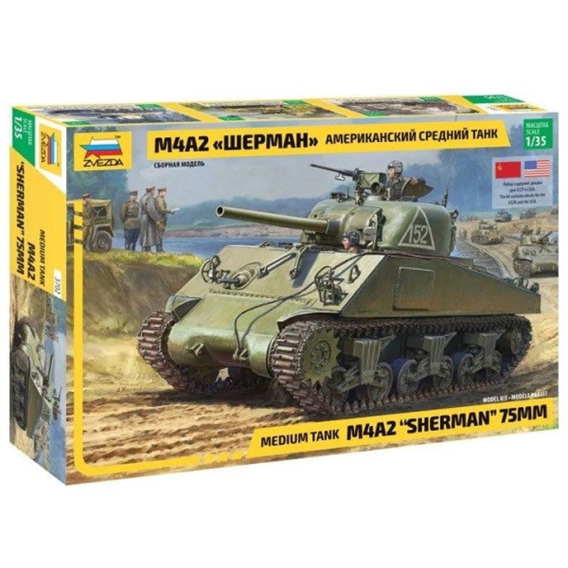 Zvezda 3702 1/35 M4A2 Sherman – U.S./Soviet Medium Tank