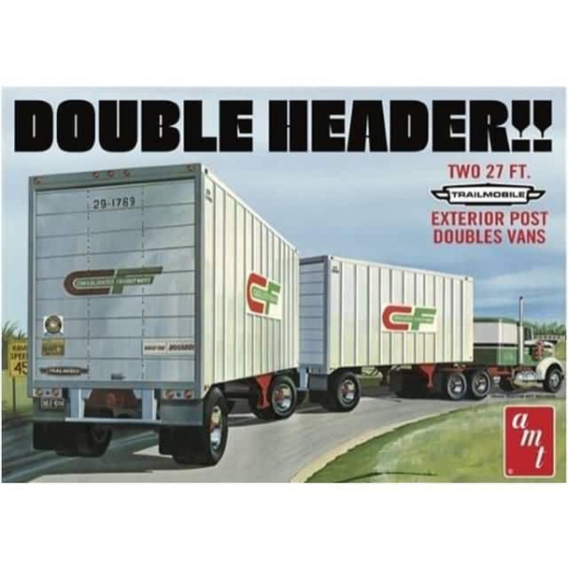 AMT 1132 1/25 Double Header Tandem Van Trailers