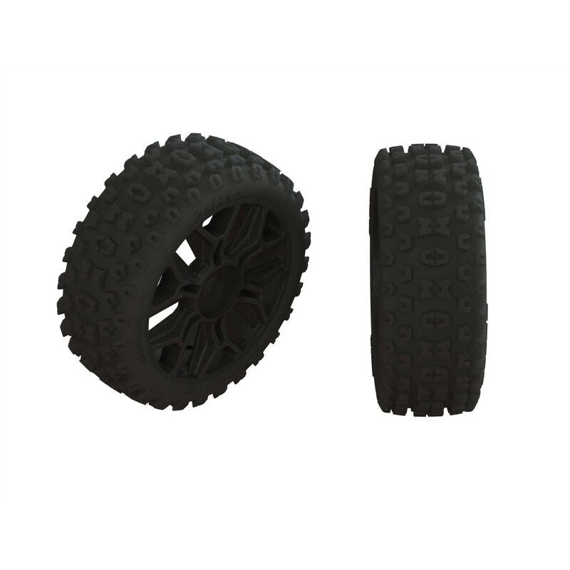 ARRMA 550057 AR550057 2HO Tire Set Glued Black (2)
