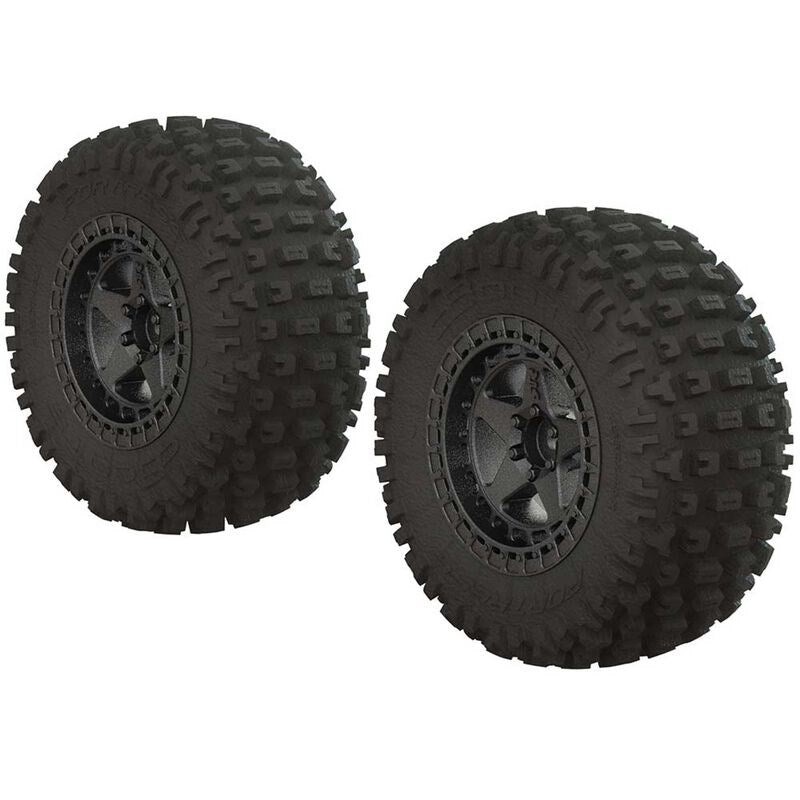 ARRMA C9631 AR550043 Fortress SC Tire Set Glued Blk Chrm (2)