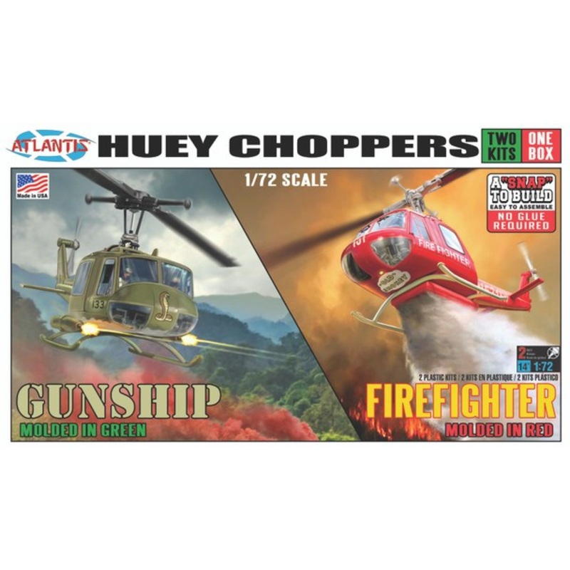 Atlantis Models M1026 1/72 Huey Gunship/Firefighter (2pk)