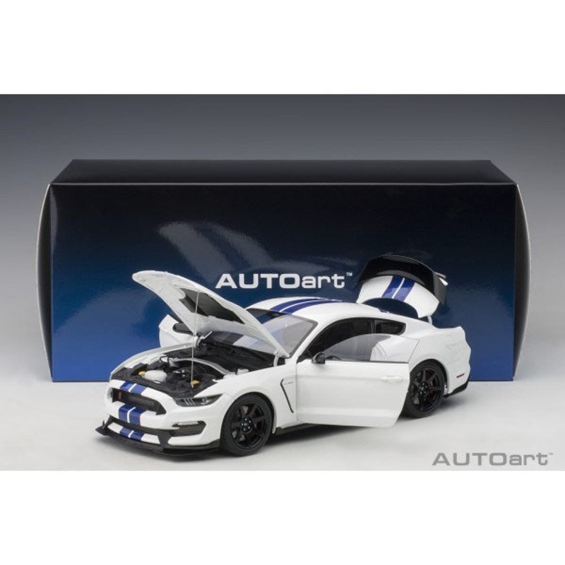 AUTOart 72931 1/18 Ford Mustang Shelby GT-350R (Oxford White/Lightning Blue Stripes)