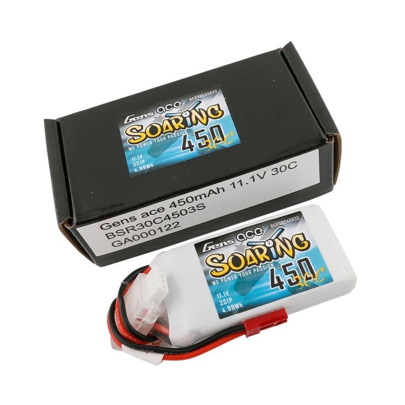 Gens Ace GA0450-3S30-S 450Mah 3S 11.1v 30C 58x31x14mm 47g JST Plug XH Balance Soaring Series