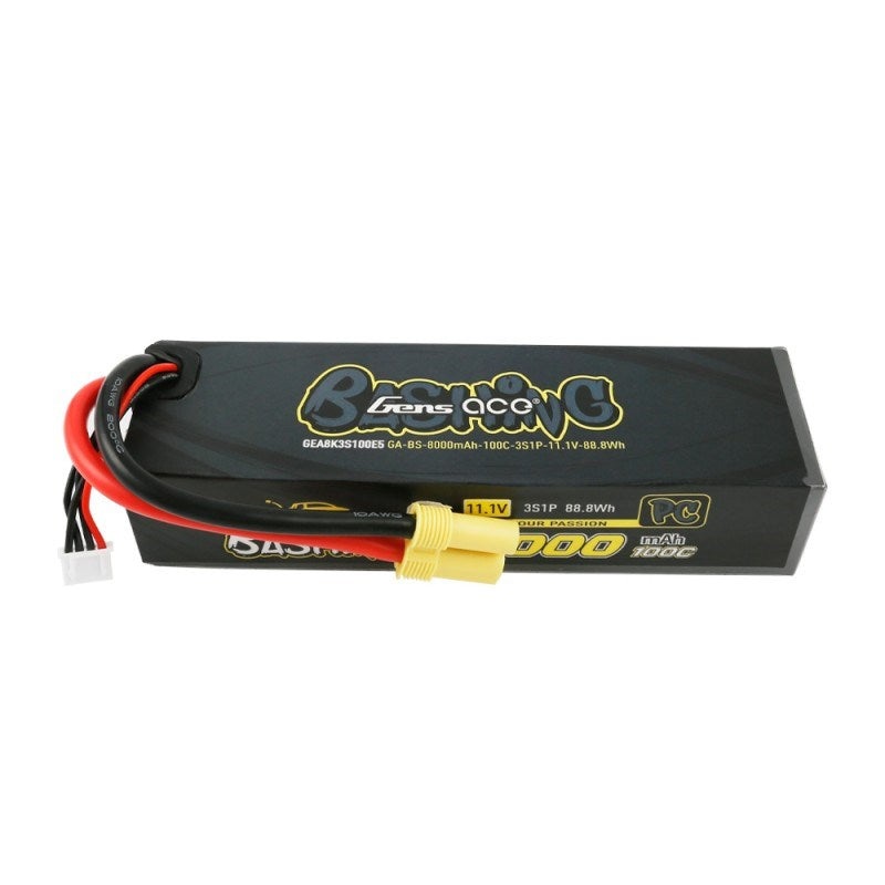 Gens Ace GA8000-3S100-PC 8000mAh 3S 11.1v 100C 157x45x34mm 507g EC5 Plug  Basher Pro Series PC Case