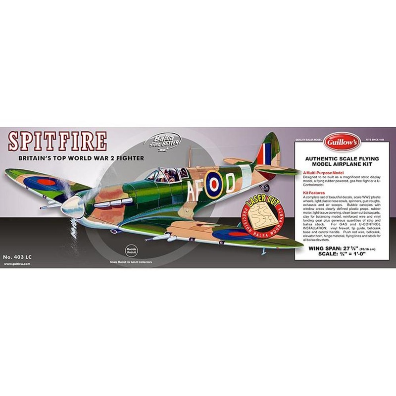 Guillows #403LC 1/16 Supermarine Spitfire – Balsa Flying Kit