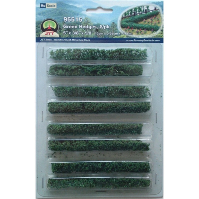 JTT Scenery 95515 Green Hedges 5 x 3/8 x 5/8 (13 x 0.95 x 0.6cm) – 8 Pack