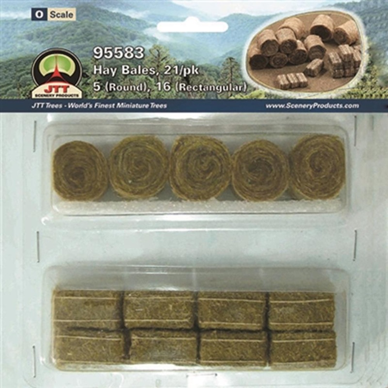 JTT Scenery 95583 1/48 O-Scale Hay Bales – 5 Round 16 Rectangular