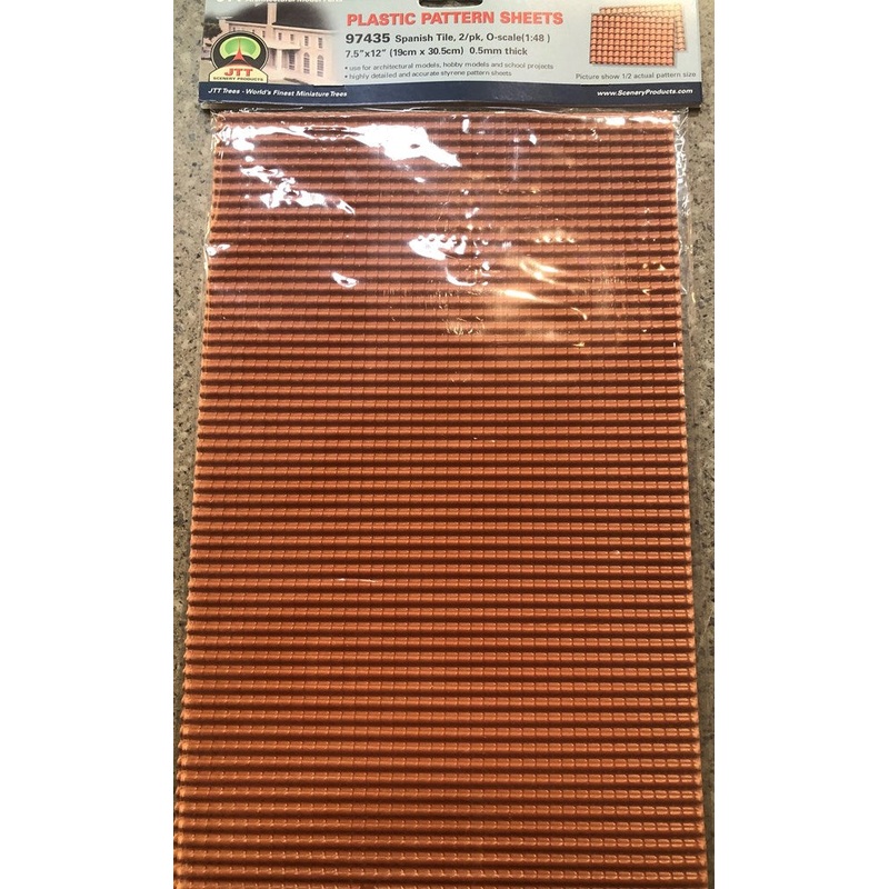 JTT Scenery 97435 1/48 (O) Spanish Tile – Styrene Pattern Sheets (2pk)