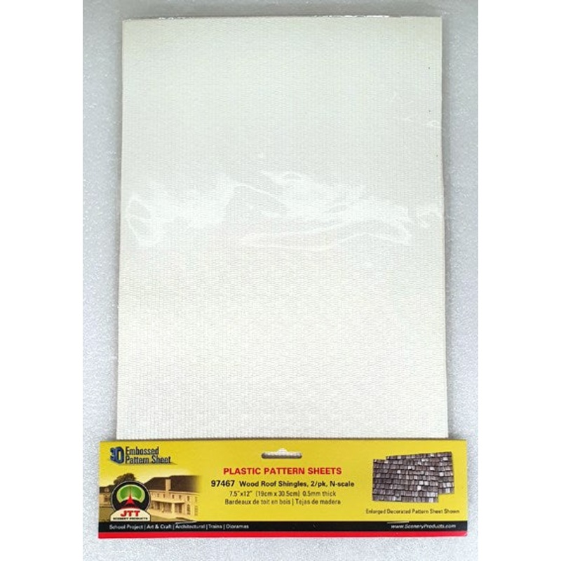 JTT Scenery 97467 Wood Roof Shingles – Styrene Pattern Sheets (2pk)