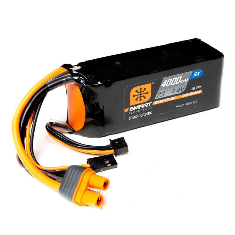 Spektrum SPMX40002SRX 4000mAh 2S 7.4V Smart LiPo Receiver Battery; IC3