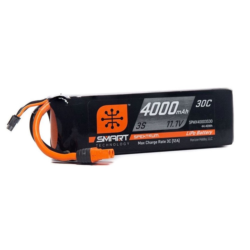 Spektrum SPMX43S30 4000mAh 3S 11.1V Smart G2 LiPo Battery 30C; IC3