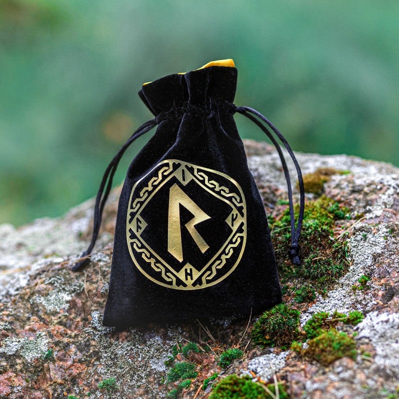 Q Workshop BRUN201 Runic Black & golden Velour Dice Bag
