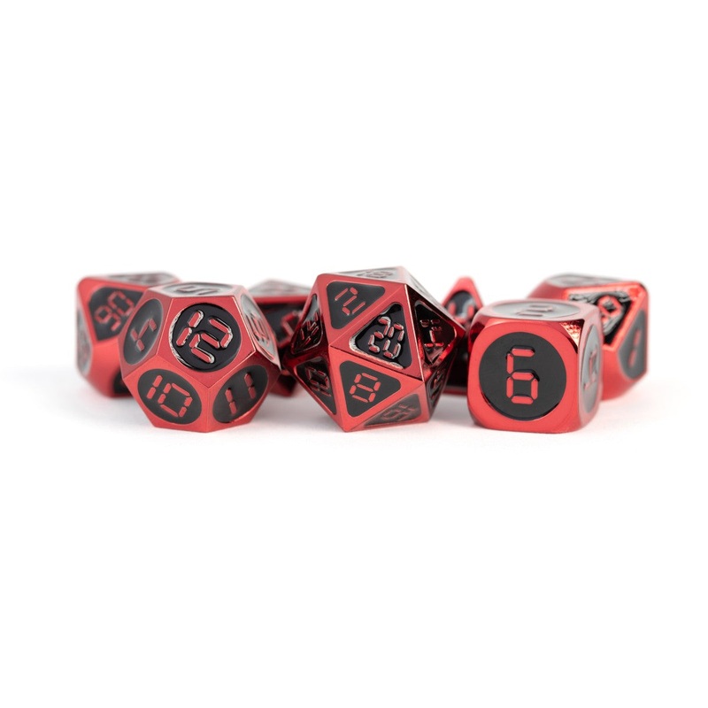 MDG MDG024 Metal Enamel Dice: Red with Black Enamel