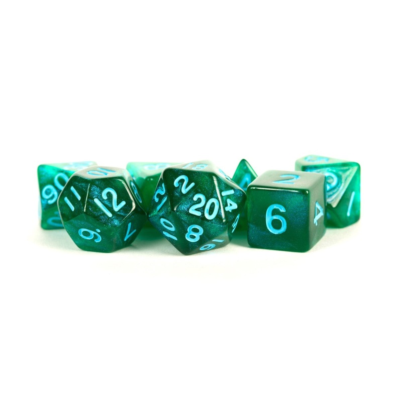MDG MDG178 Acrylic Dice: StardustGreen w/ Blue Number