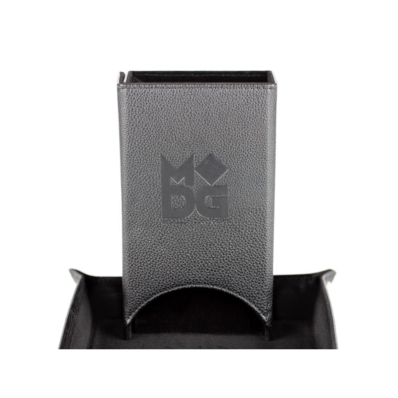 MDG MDG543 Fold Up Leather Dice Tower: Black