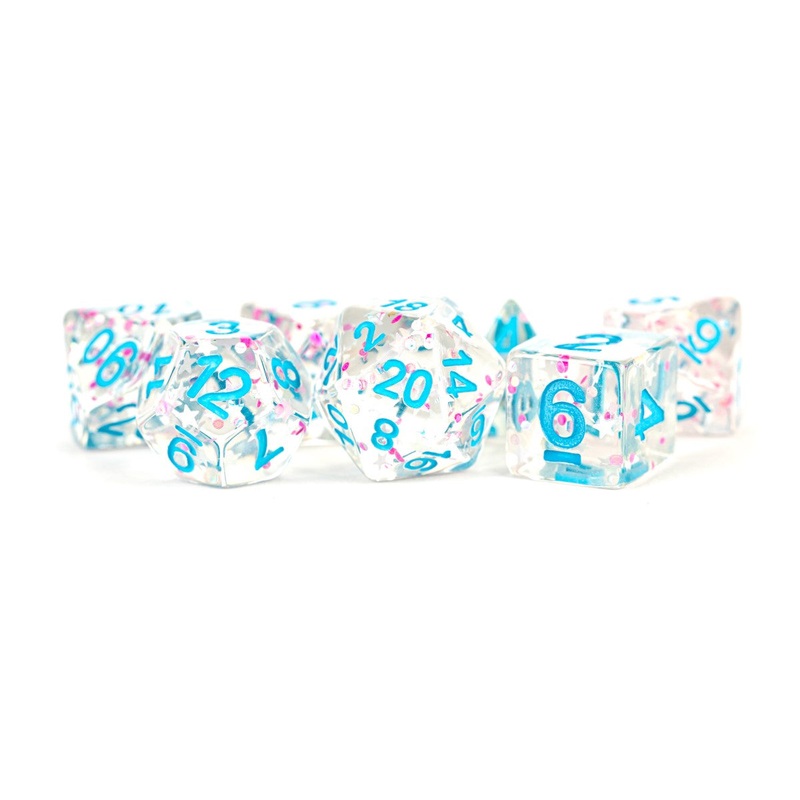 MDG MDG617 Resin Polyhedral Dice Set: Clear Confetti