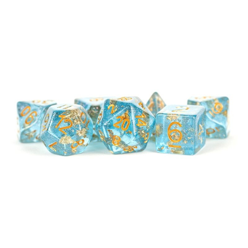 MDG MDG618 Resin Polyhedral Dice Set: Blue w/ Gold Foil