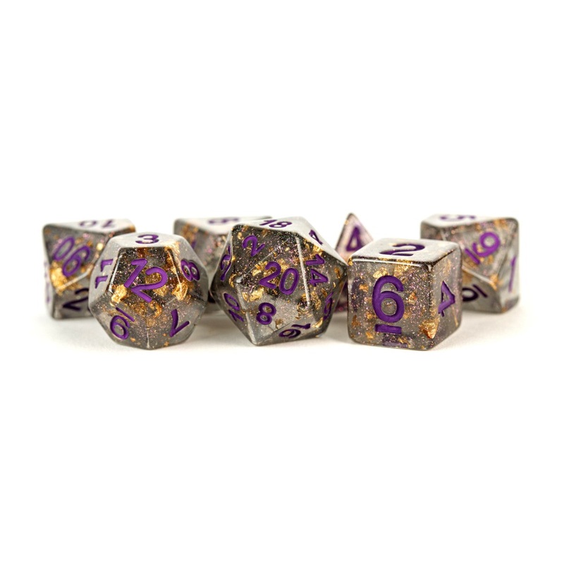 MDG MDG619 Resin Polyhedral Dice Set: Gray w/ Gold Foil