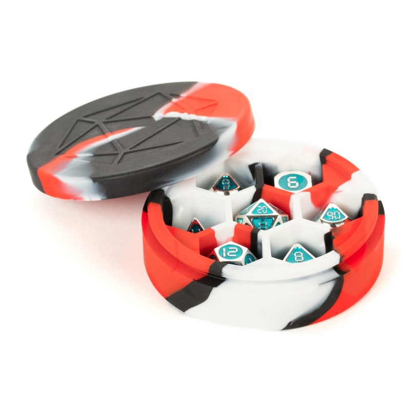 MDG MDG921 Silicone Round Dice Case: Red/Black/White