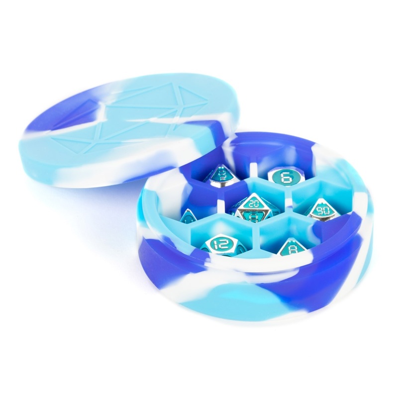 MDG MDG922 Silicone Round Dice Case: Blue/white/light b