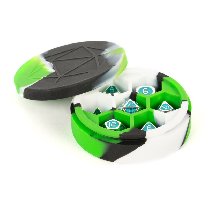 MDG MDG925 Silicone Round Dice Case: Green/Black/White